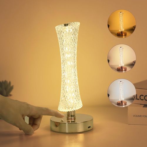 Lampe de table LED tactile à trois lumières, rechargeable par USB