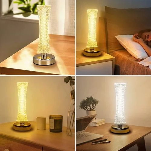 Lampe de table LED tactile à trois lumières, rechargeable par USB