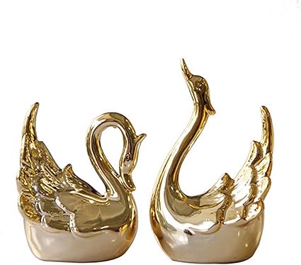 Bddalpke Figurines de cygne statues en forme de cygne ornement de gâteau en céramique pour étagère, décoration d'intérieur (look uréat)