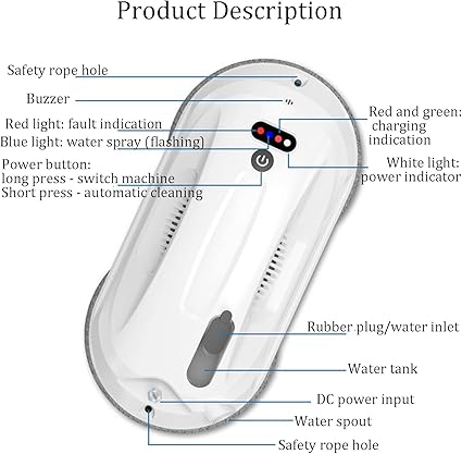 Robot Nettoyeur Automatique Robot Laveur pour Fenêtre Robot avec Contrôle de L'application, Laver Divers Types de Surfaces