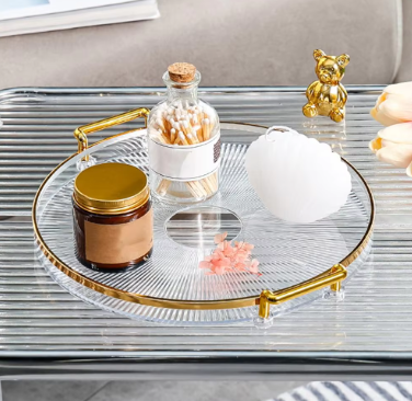 Plateau de rangement avec Double Poignée En Plastique Décoratif Créatif Snack Assiette De Fruits Plat Décor De Bureau Bijoux Parfum Cosmétique Plateau