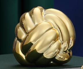 Boule d'or décorative pour le salon – Sculptures de table basse – Console contemporaine, pièces d'art sur étagère – Décorations abstraites en céramique