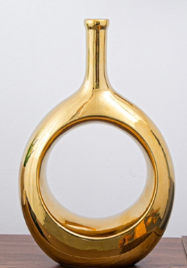 Vase ovale en céramique or et argent, style nordique, moderne, mode minimaliste, décoration de maison, mariage, vacances, ornements 16*24